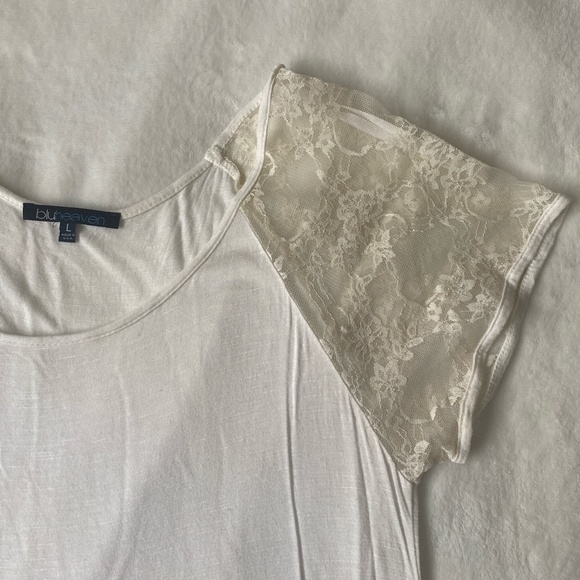 Bluheaven Cream Lace Sleeve Top - Picture 2 of 3